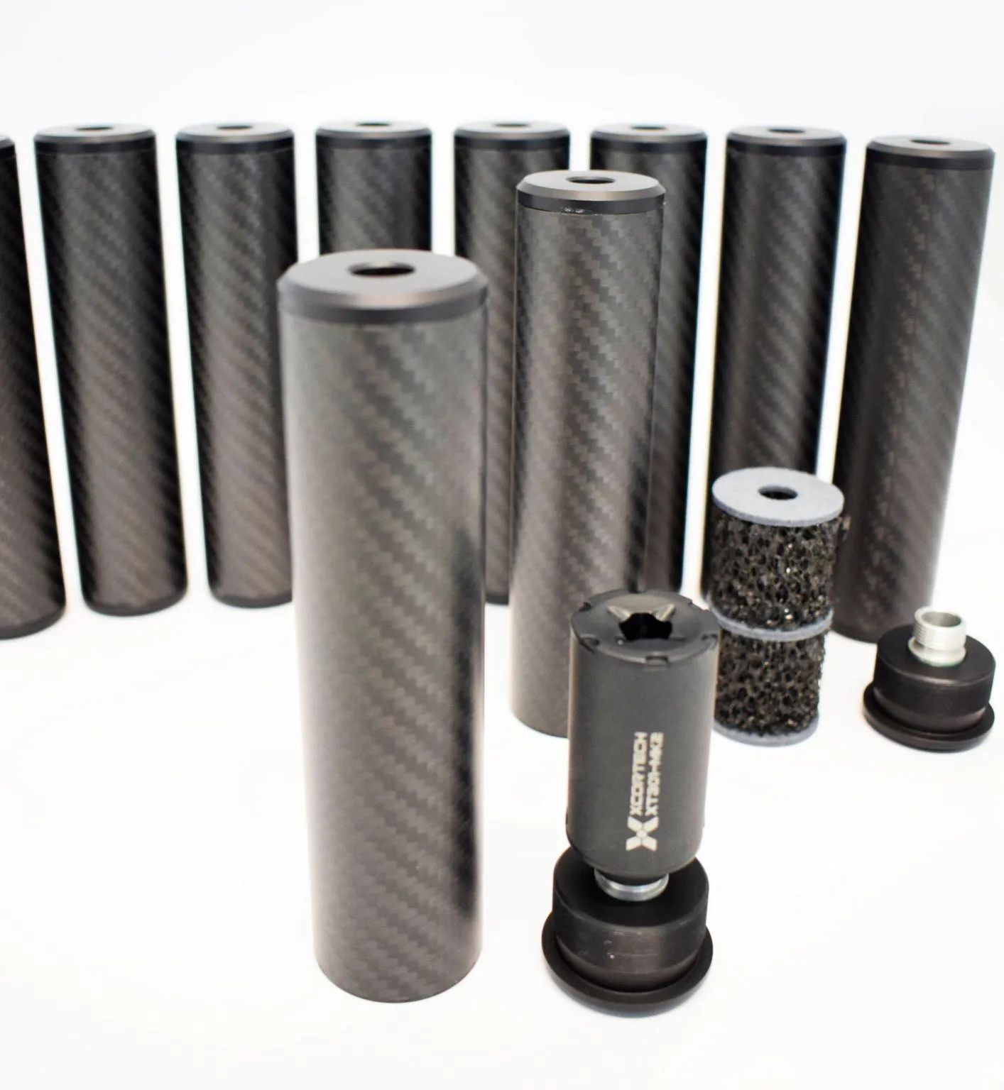 Silenciador fibra carbono Tactical Cave - accesorios airsoft premium
