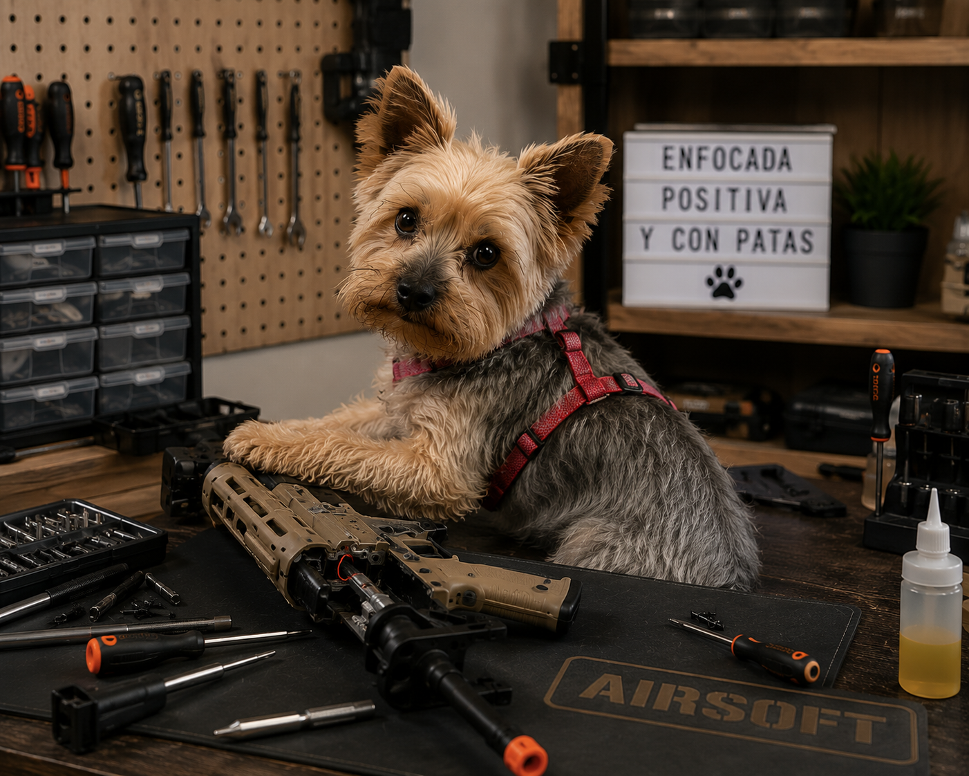 Berta en el taller de The Tactical Cave