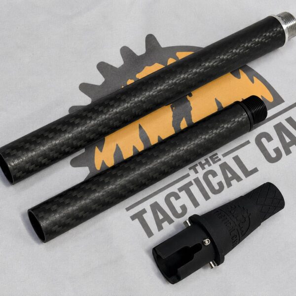 Cañones exteriores de fibra de carbono y apagallamas The Tactical Cave para modificación de longitud