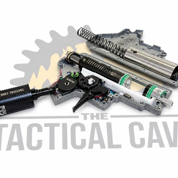 Gearbox Wasabuse de Tactical Cave con motor brushless y Gate Aster II Bluetooth, vista diagonal